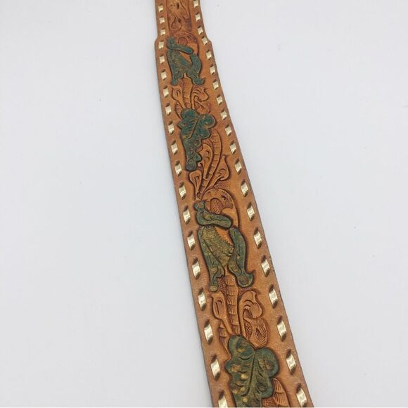 Vintage Motley’s Leather Hand Tooled Belt with US Marines Buckle - Picture 8 of 9